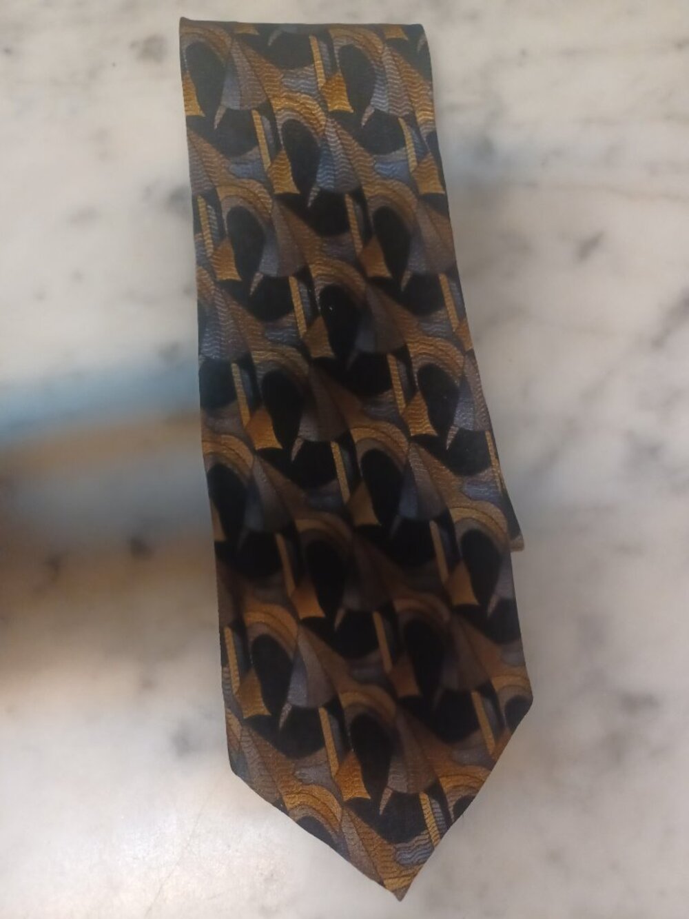 Stonehenge Cocktail Collection 100% Silk Men's Tie Black Copper Gray